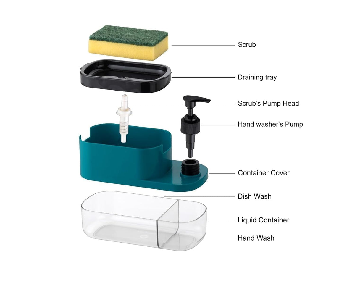 Soap Dispenser with Sponge Holder – Liquid Soap Pump for Kitchen Sink handwash Dispenser Bottle soap